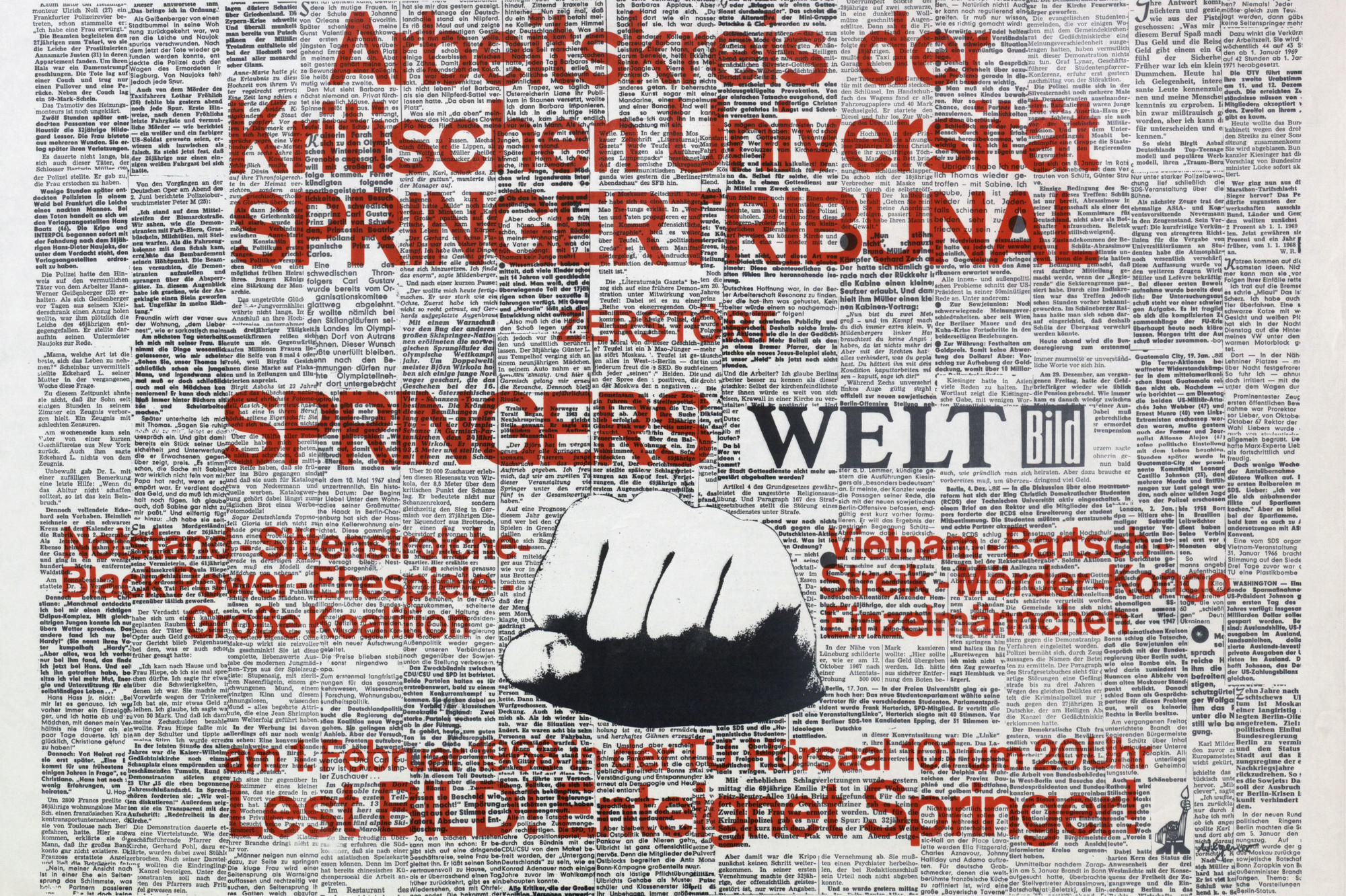 Februar 1968: Aufruf der „Kritischen Universität“ zum „Springertribunal“, einer studentischen Protestaktion an der Technischen Universität Berlin.