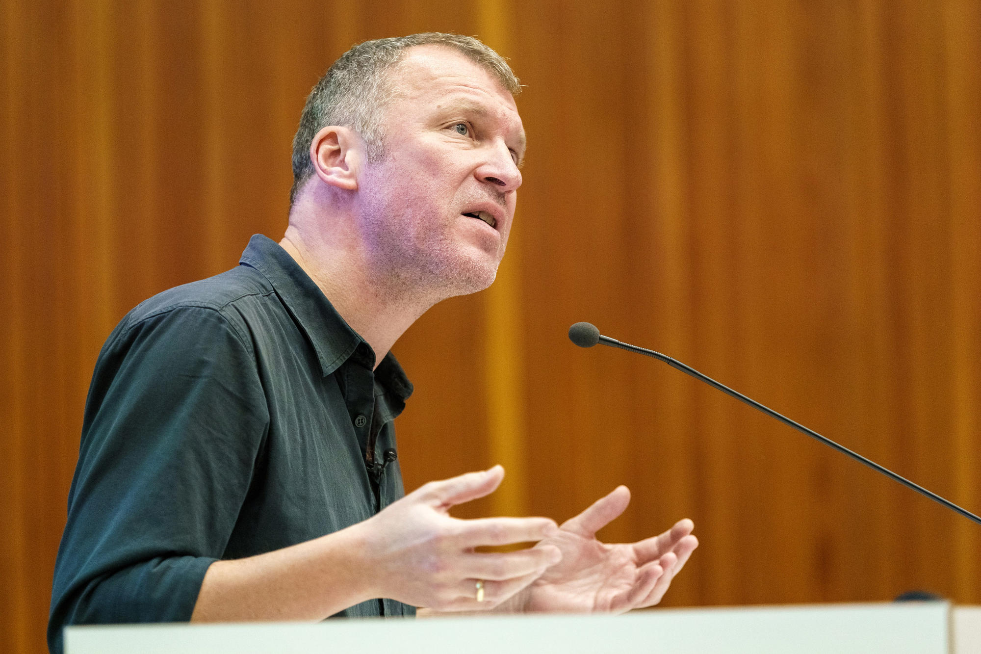 Plädoyer fürs autobiografische Schreiben: Andreas Maier am 28. November 2018 an der Freien Universität Berlin.