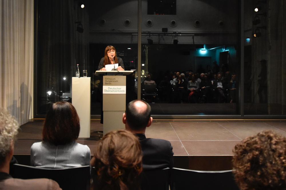 Uljana Wolf bei ihrer Antrittsvorlesung im Collegium Hungaricum.