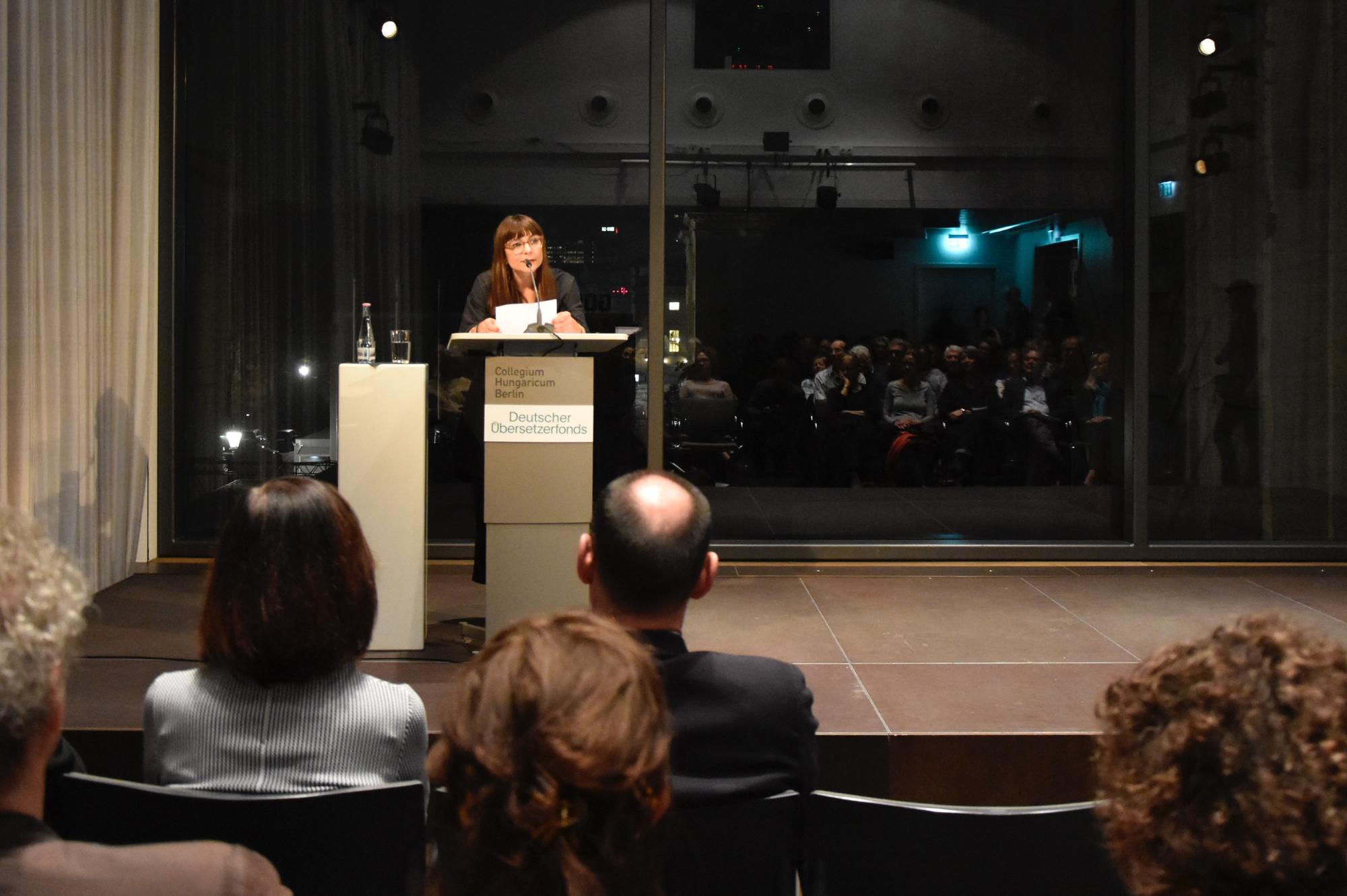 Uljana Wolf bei ihrer Antrittsvorlesung im Collegium Hungaricum.