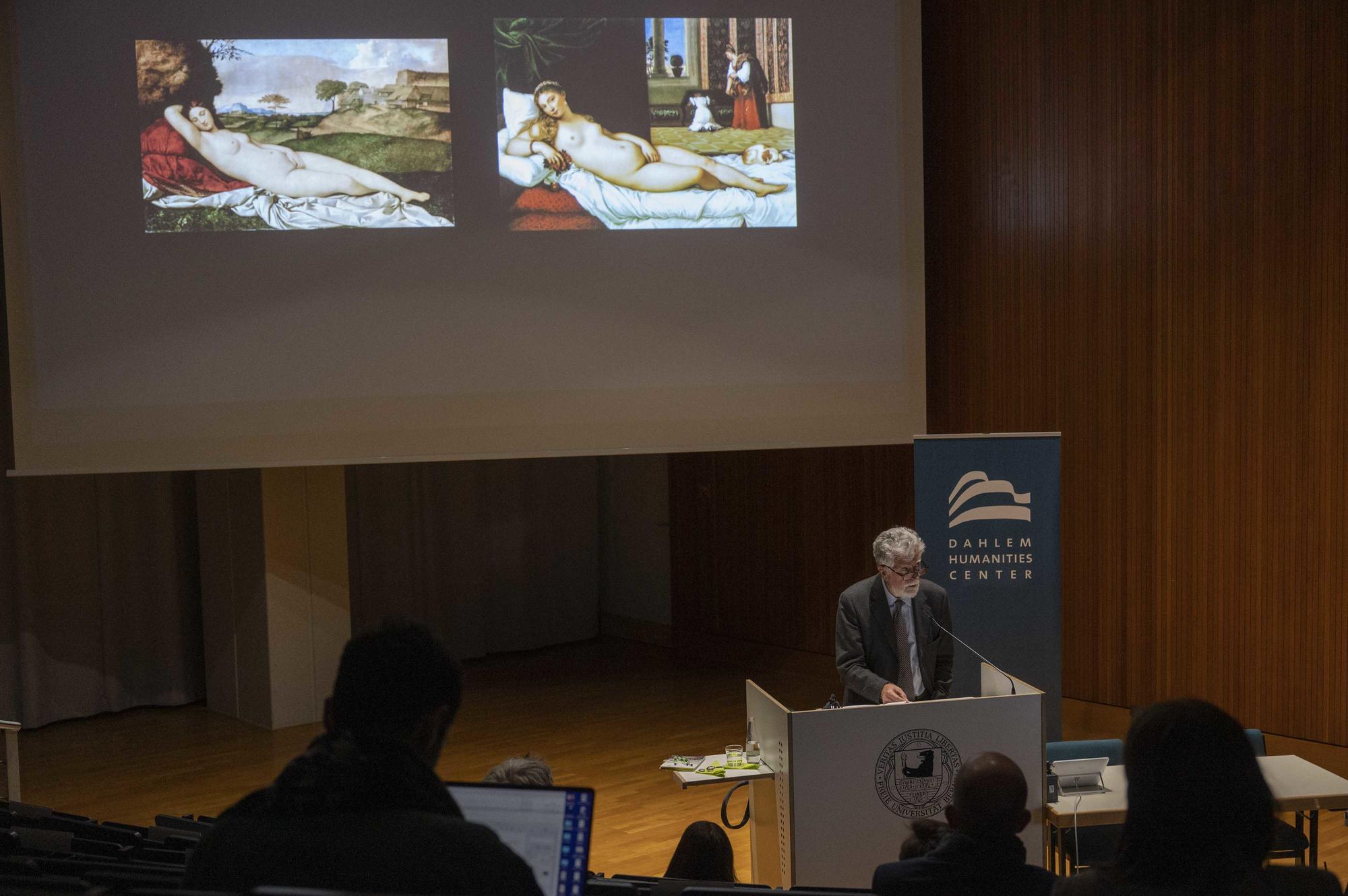 Victor Stoichita erklärt das „Das Ikonographisch-Unbewusste des Georg Wilhelm Friedrich Hegel“ in seinem Vortrag anhand von zwei Gemälden.