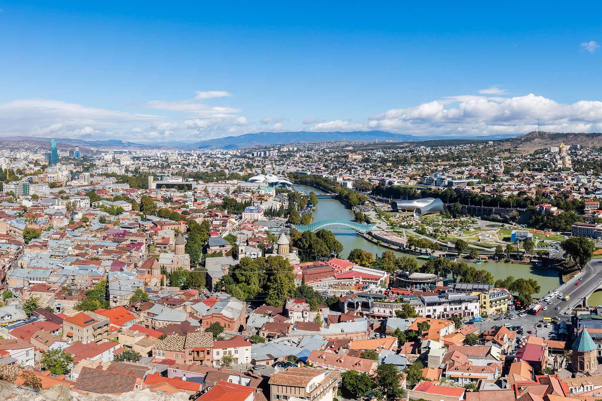 Tbilisi, the capital city of Georgia, is home to over one million people. It is located in the eastern part of the country, at the center of the Caucasus isthmus.
