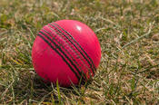 The cricket ball is a hard leather-covered ball, traditionally red or white.