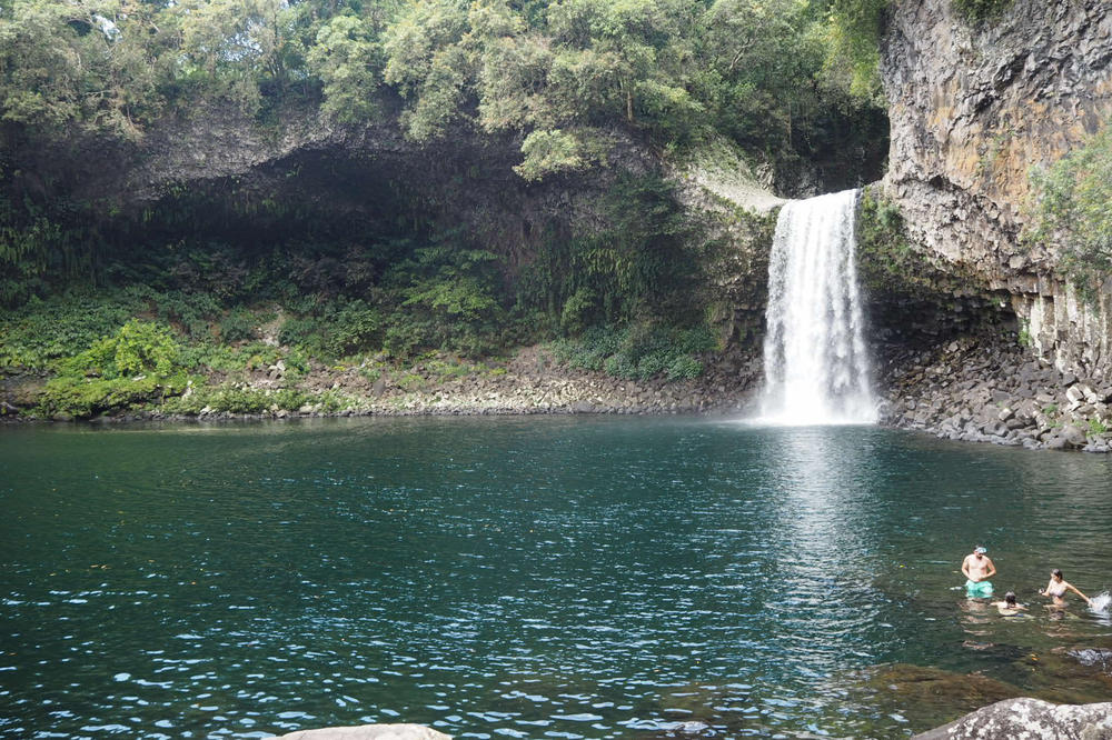 There are numerous waterfalls on the mountainous island, especially during the rainy season.