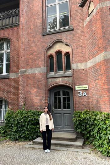 Victoria Peterson on the campus of Charité in Berlin’s Mitte district.