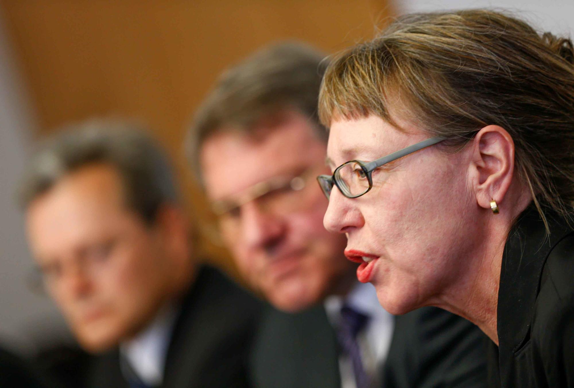 Art historian Meike Hoffmann at a press conference on November 5, 2013.