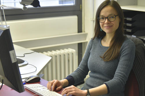 Hannah Malone in her office at the Art History Department at Freie Universität.