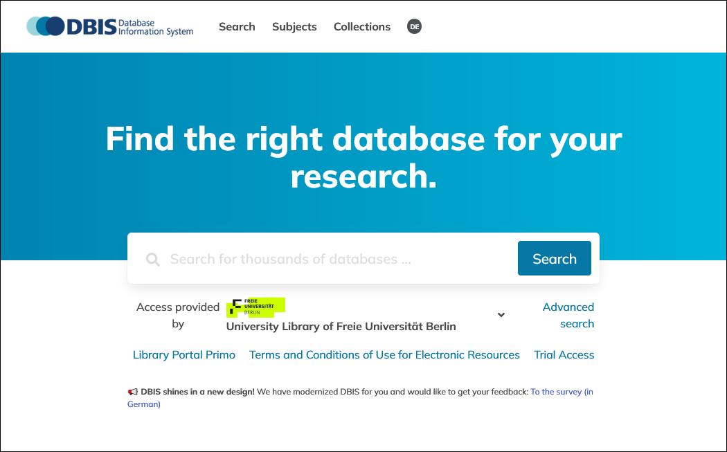 Since October 2024 DBIS has a new modernized design.