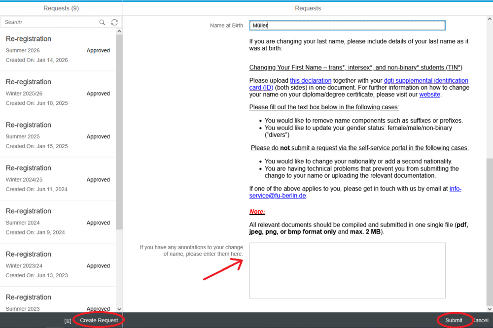 screenshot self-service change gender marker