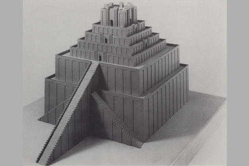 Der Turm von Babylon (6. Jahrhundert v.Chr.), Rekonstruktion nach Hansjörg Schmid, Der Tempelturm Etemenanki in Babylon, Baghdader Forschungen Bd. 17, 1995, Tf. 41 (Abb. 02)