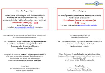 Contact central service in case of technical difficulties or damages