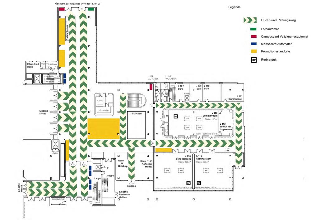 Raumplan Seminarzentrum und Mensa- Foyer