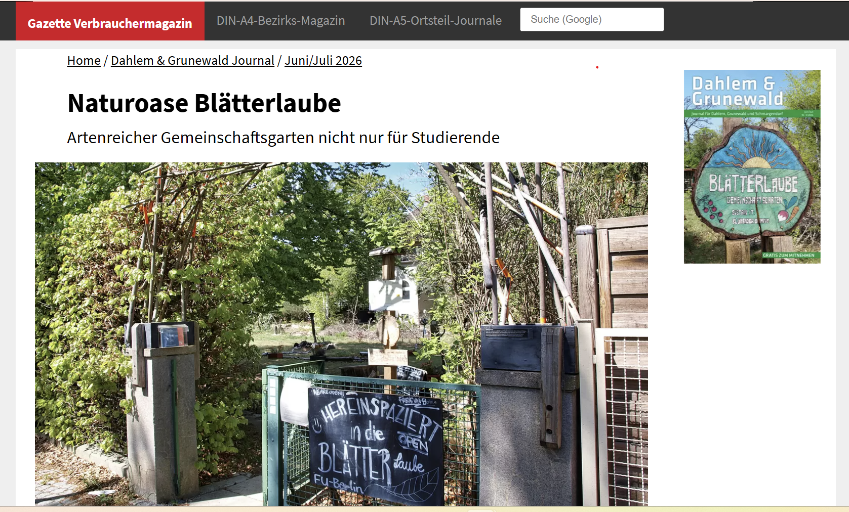 Erschienen in Dahlem & Grunewald Journal Juni/Juli 2026