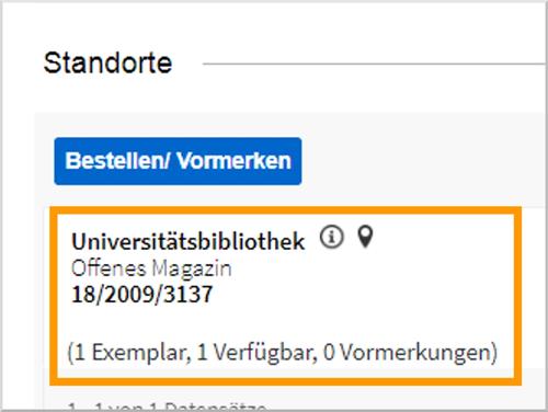 Bibliotheksstandorte und Verfügbarkeit