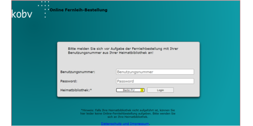 Screenshot Online Fernleih-Bestellung