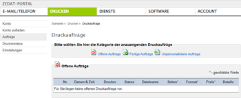 Printkonto – Druckaufträge